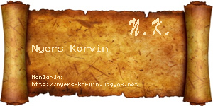 Nyers Korvin névjegykártya